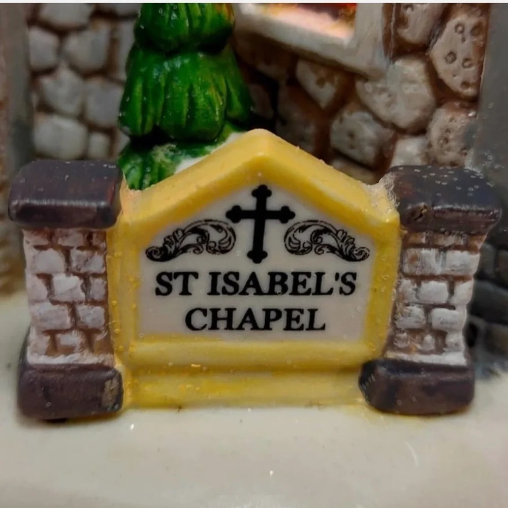 Carole Towne-Isabel’s Chapel Gray Charming Stone Holiday Light Up Church GUC
